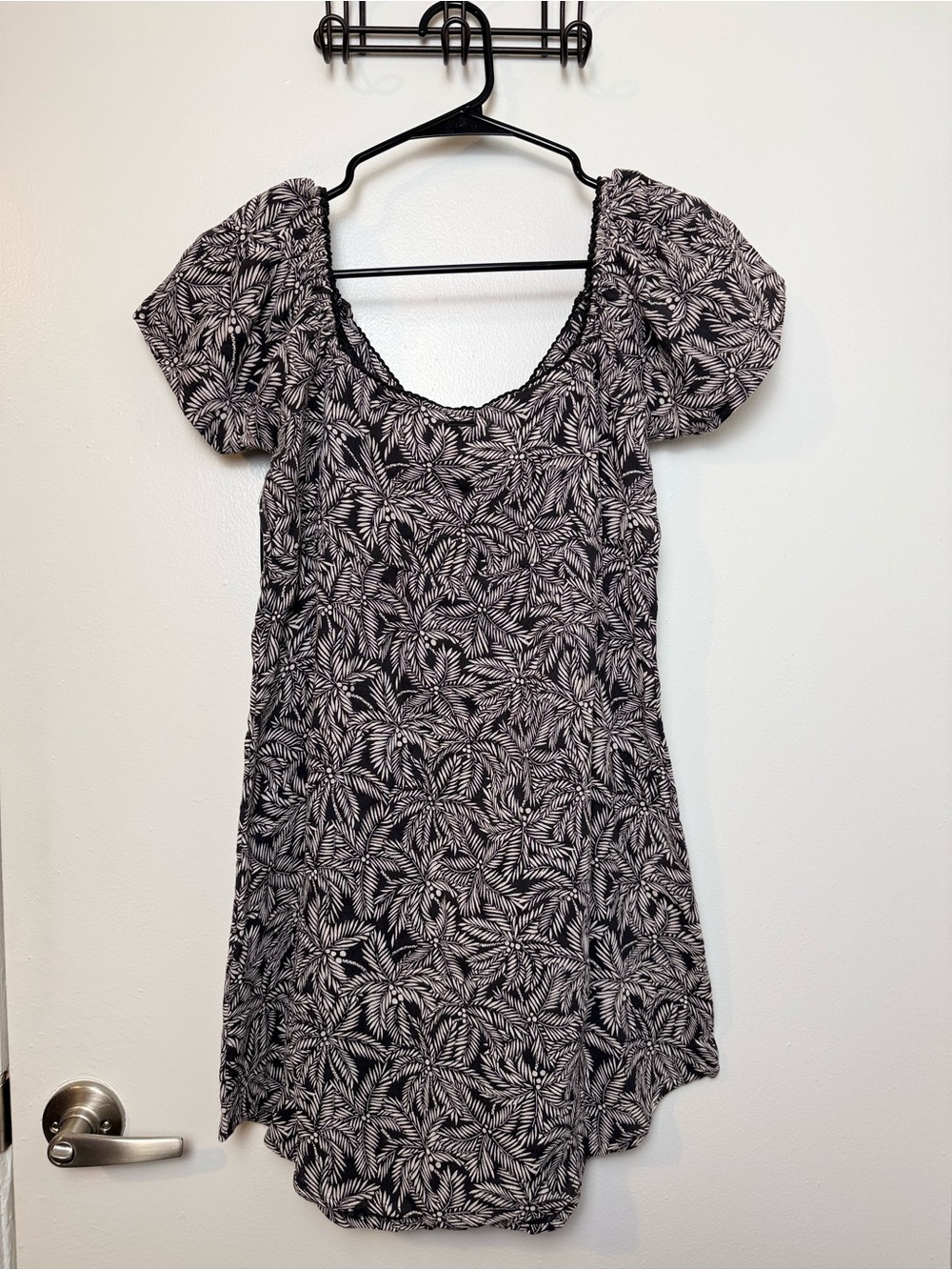 Volcom NWT Be My Frond Dress Black White Tropical Button Front Cotton Mini Xs - Picture 6 of 10